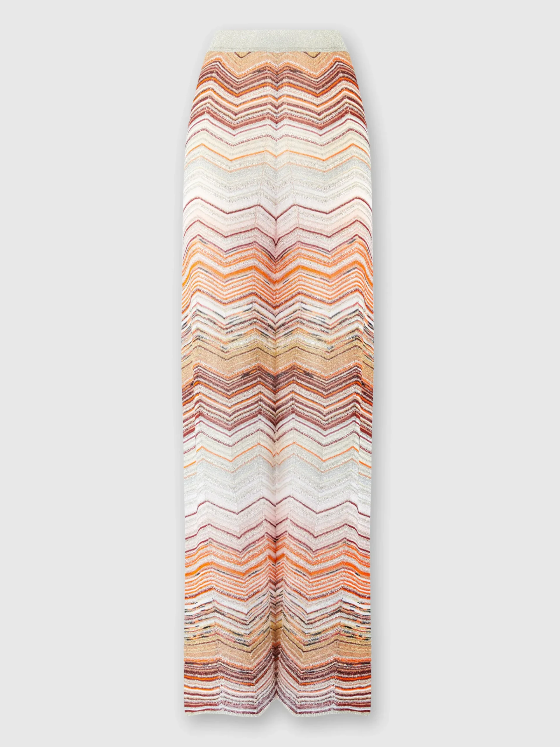 Pantalon en lamé à chevrons palazzo avec paillettes