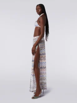 Pantalon en maille de viscose filet zig zag avec lurex