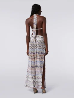 Pantalon en maille de viscose filet zig zag avec lurex