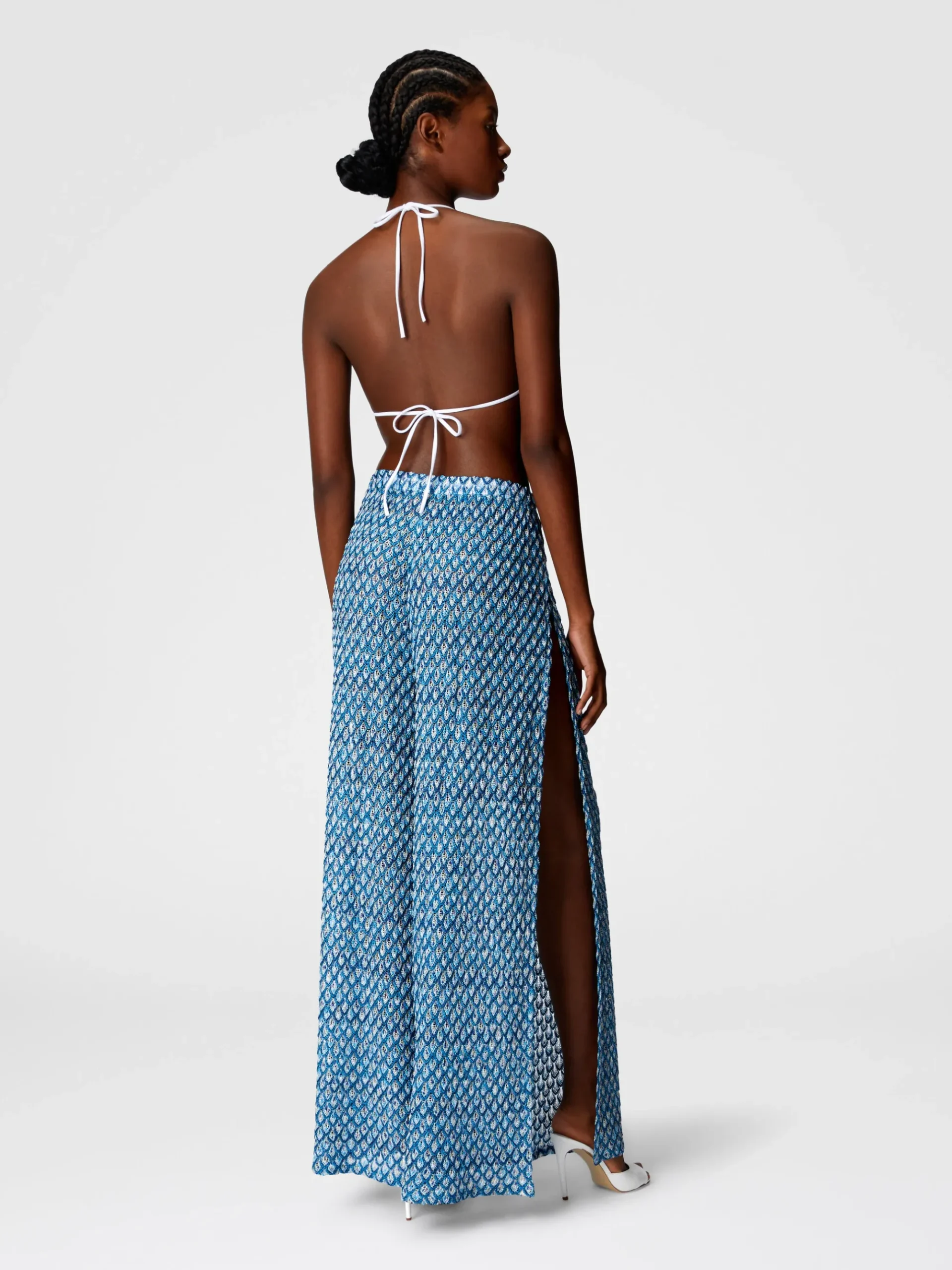 Pantalon en viscose à motif coquille lamé