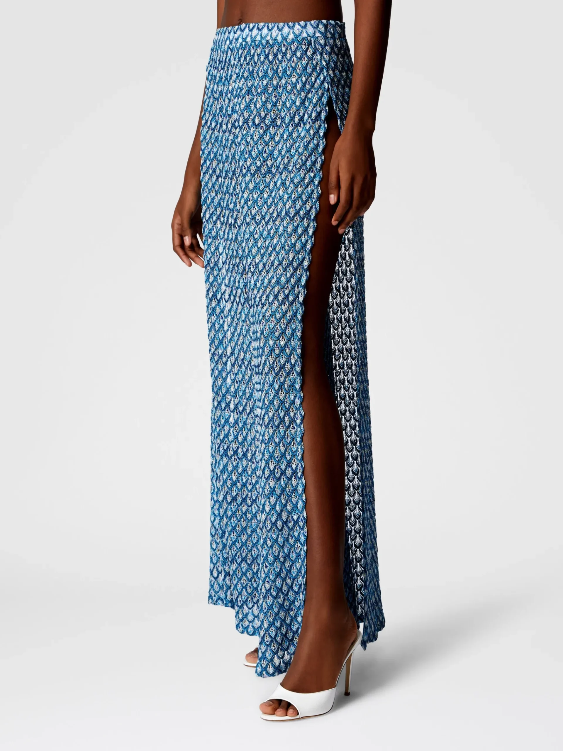 Pantalon en viscose à motif coquille lamé