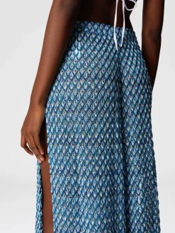 Pantalon en viscose à motif coquille lamé