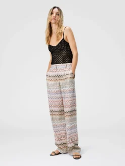 Pantalon en viscose dégradé zig zag