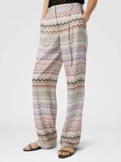 Pantalon en viscose dégradé zig zag