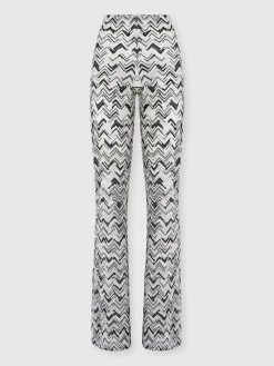 Pantalon flare en viscose mélangée zigzag flammée