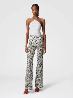 Pantalon flare en viscose mélangée zigzag flammée
