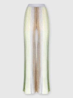 Pantalon palazzo à rayures partielles avec paillettes