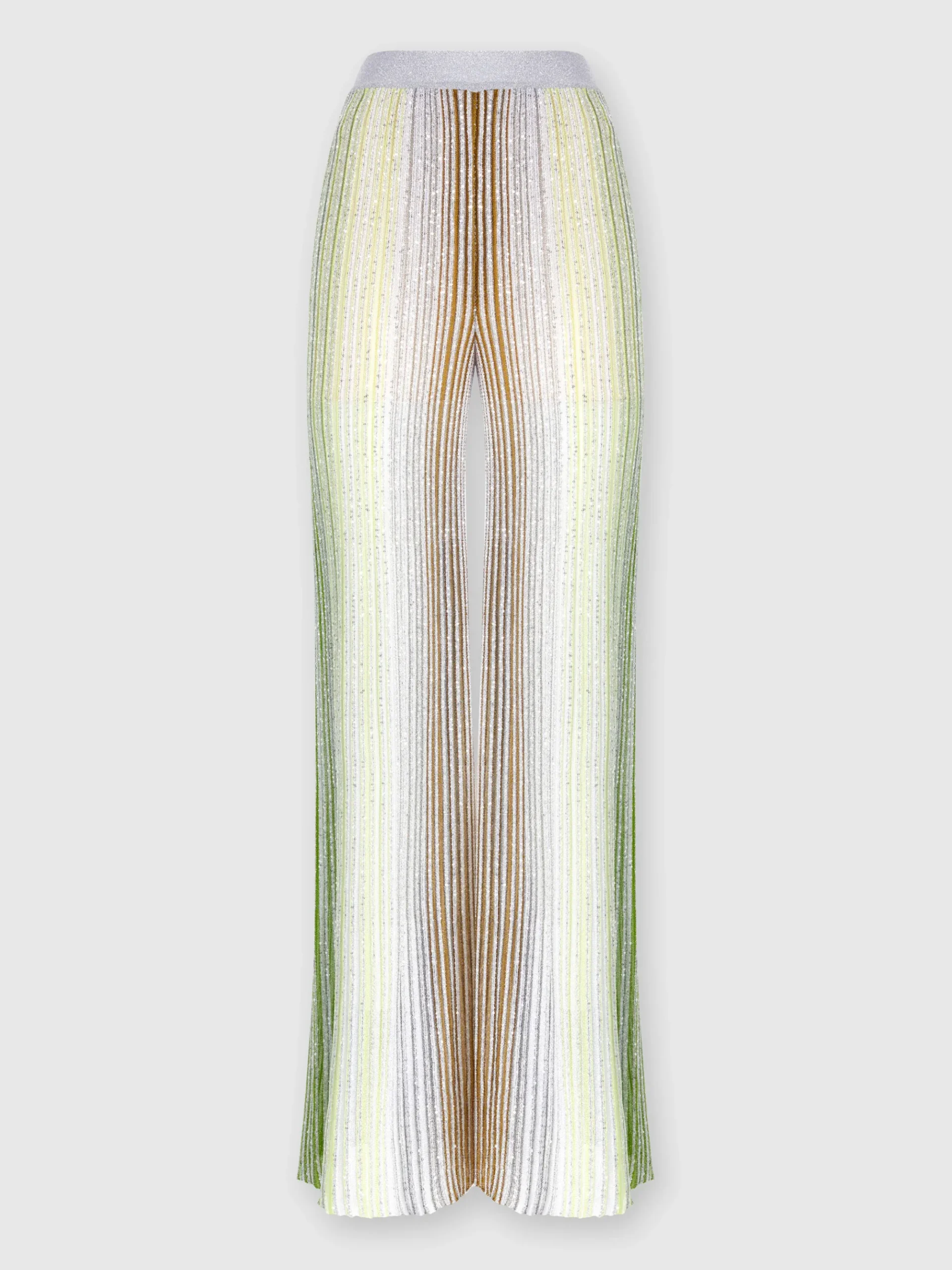 Pantalon palazzo à rayures partielles avec paillettes