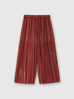 Pantalon palazzo en viscose et lamé avec motif chevron