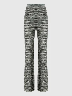 Pantalon évasé en maille flammée à sequins