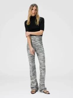Pantalon évasé en viscose à motif lamé grec