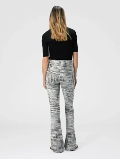 Pantalon évasé en viscose à motif lamé grec