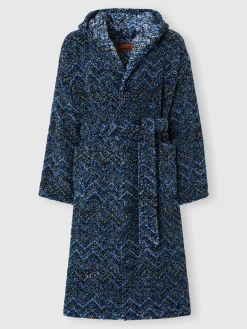 Peignoir Azul en coton éponge à chevrons