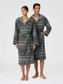 Peignoir Keith en coton éponge à chevrons