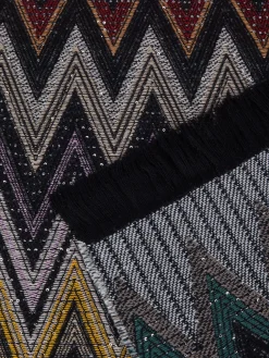 Plaid Chen 140x200cm en laine mélangée zigzag avec paillettes