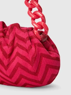 Pochette en mélange de coton zig zag avec bandoulière en chaîne
