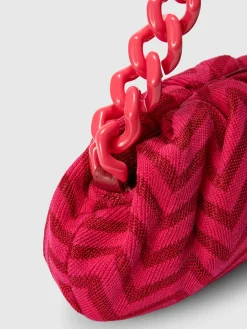 Pochette en mélange de coton zig zag avec bandoulière en chaîne