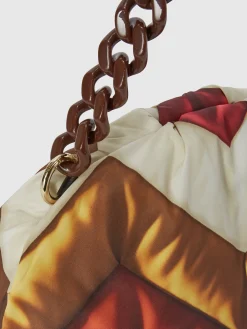 Pochette en tissu Zig zag avec bandoulière en résine