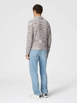 Polo à manches longues en cachemire et laine à motif flammé