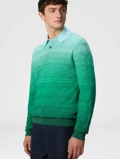 Polo à manches longues en coton dégradé à chevrons