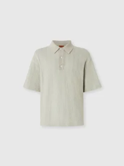 Polo en coton et viscose avec zigzag ton sur ton