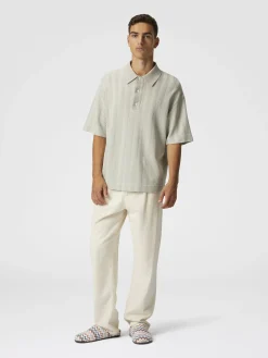 Polo en coton et viscose avec zigzag ton sur ton