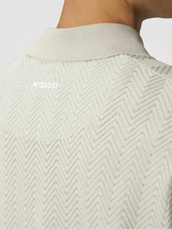Polo en coton et viscose avec zigzag ton sur ton