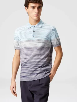 Polo en coton flammé dégradé