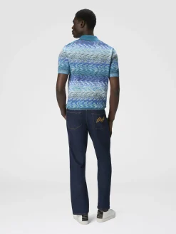 Polo en maille de coton avec passepoil contrasté