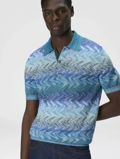 Polo en maille de coton avec passepoil contrasté