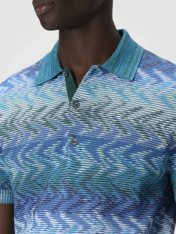 Polo en maille de coton avec passepoil contrasté