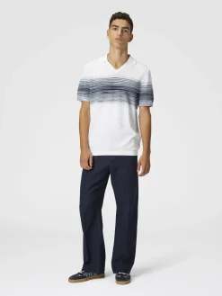 Polo en maille de coton nid d’abeille avec détail flammé