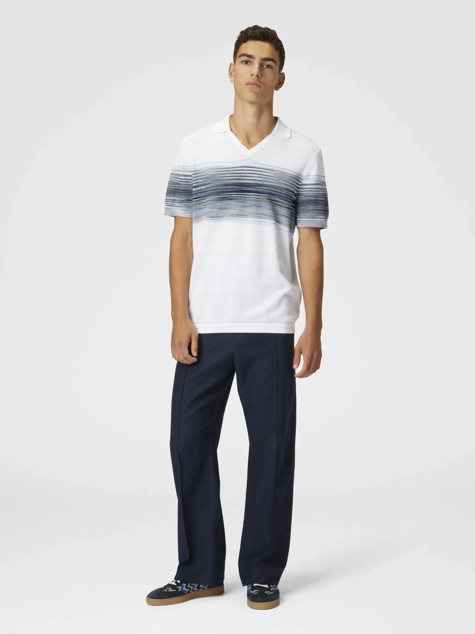 Polo en maille de coton nid d’abeille avec détail flammé