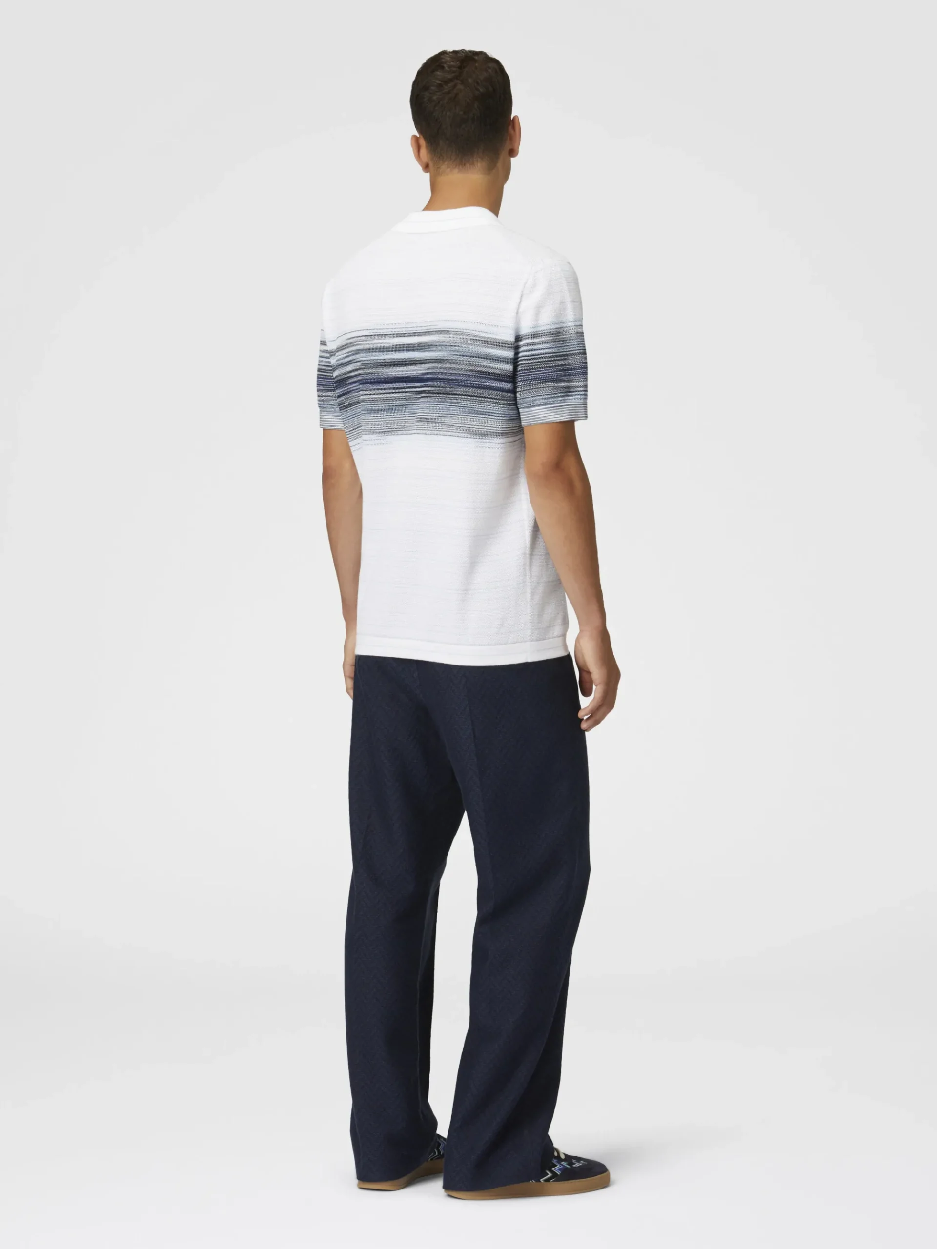 Polo en maille de coton nid d’abeille avec détail flammé