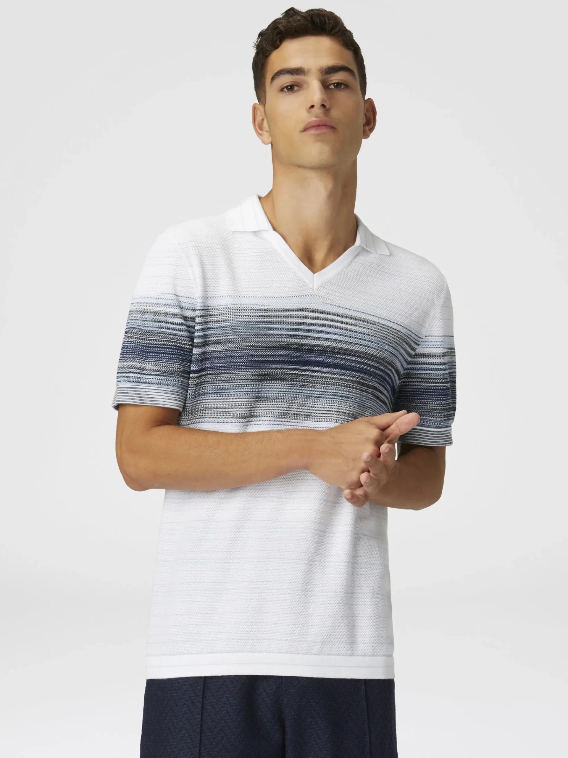 Polo en maille de coton nid d’abeille avec détail flammé