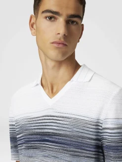 Polo en maille de coton nid d’abeille avec détail flammé