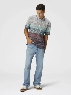 Polo en piqué de coton flammé ombré