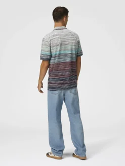 Polo en piqué de coton flammé ombré