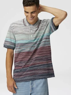 Polo en piqué de coton flammé ombré