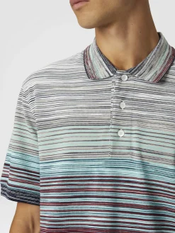 Polo en piqué de coton flammé ombré