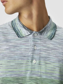 Polo en piqué de coton flammé dégradé à manches longues