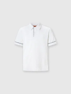 Polo en éponge de coton zigzag avec passepoil contrasté
