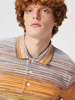 Polo flammé en piqué de coton flammé