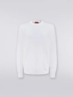 Pull à col rond en coton à chevrons