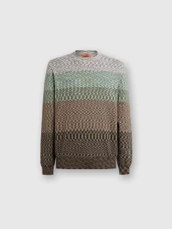 Pull à col rond en coton flammé