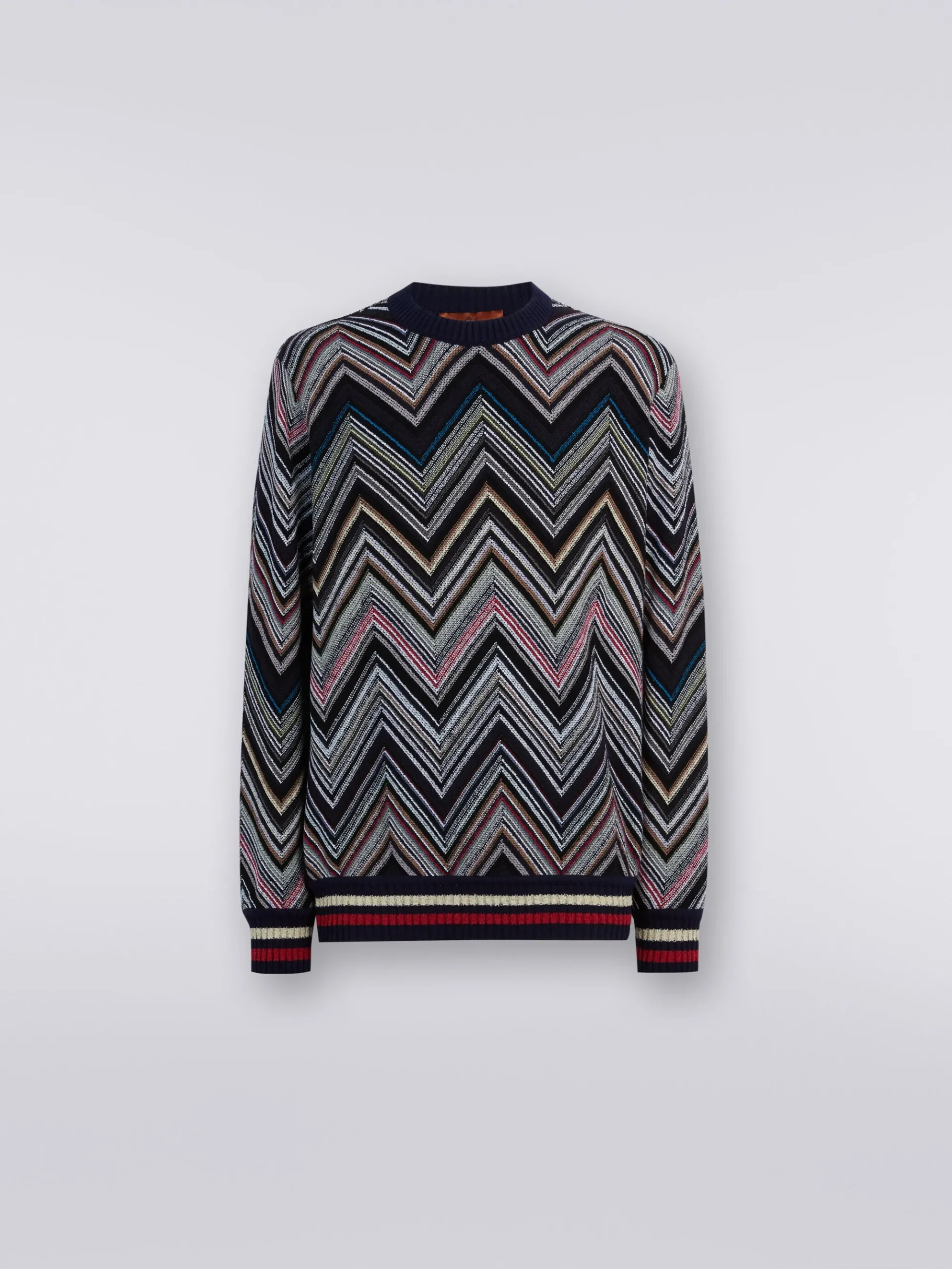 Pull à col rond en coton mélangé à chevrons