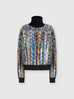 Pull col montant en laine et mohair bouclé