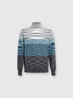 Pull col roulé en laine flammée