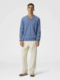 Pull en V et zigzag en cachemire ton sur ton