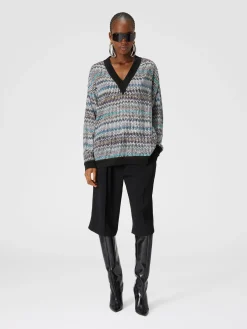 Pull oversize col V à sequins